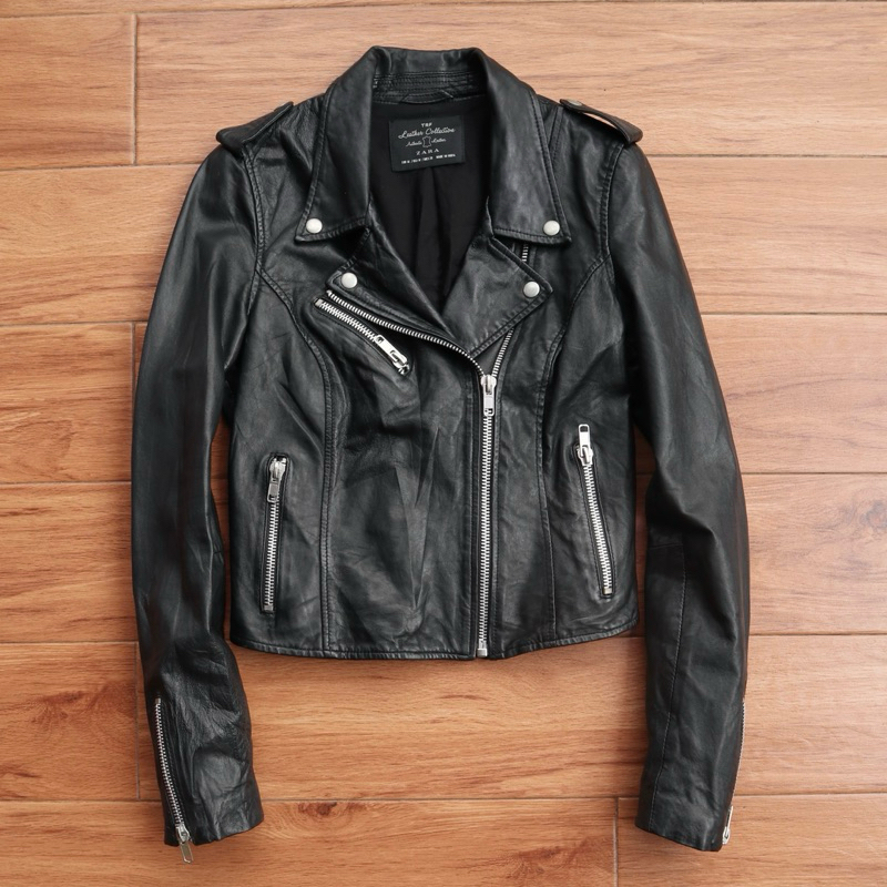 Jaket kulit asli cewek wanita crop ramones biker rider jaket kulit motor lether jacket Pl bekas prel