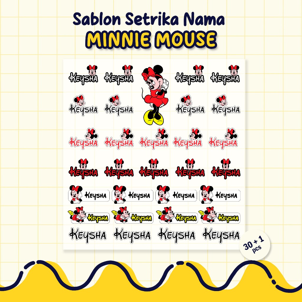 

Sablon Setrika Nama, Sablon DTF Nama, Tema Minnie Mouse by Sablon Nama