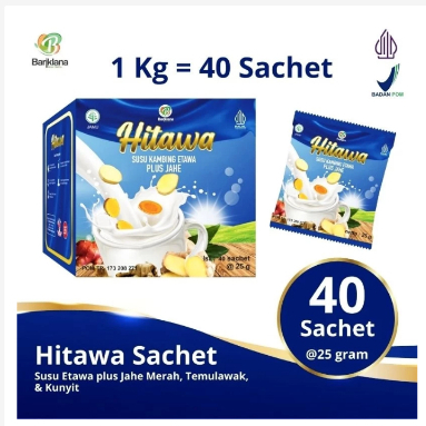 

Hitawa Sachet per Box Susu Kambing Etawa Plus Jahe Isi 40 Sachet