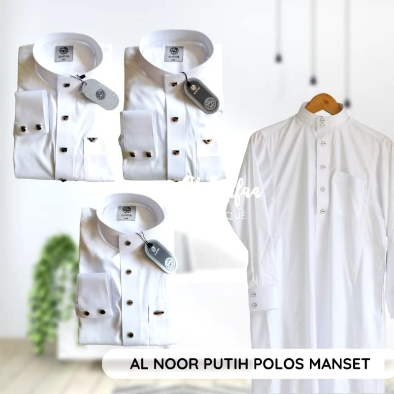 Jubah Saudi | Gamis Pria | Al Noor Polos Putih Manset - El Ashfaa Boutique