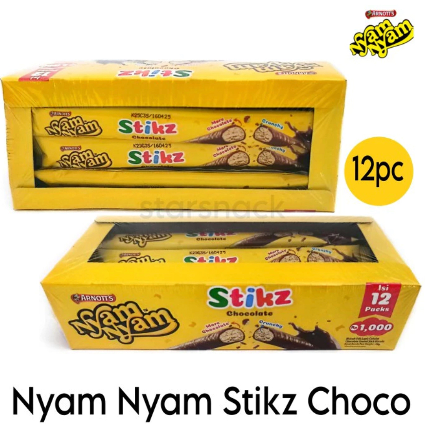 

[GROSIR!!] Nyam Nyam STIKZ 1 Dus isi 120 Pcs x 10gr - biskuit wafer coklat nikmat enak superstar grosir termurah