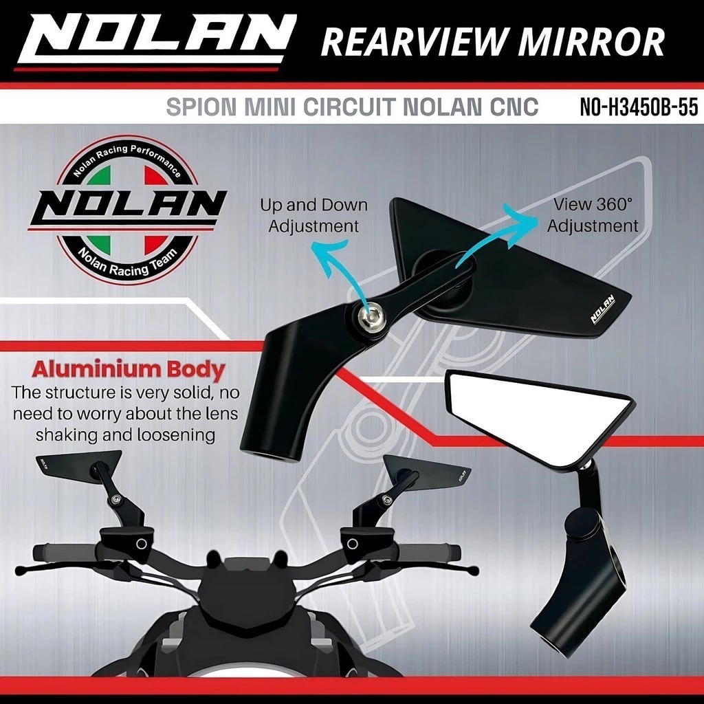 Spion NOLAN Mini Circuit Spion MINI Motor Bahan aluminium CNC Kaca Putih vario 160 vario 125 vario15