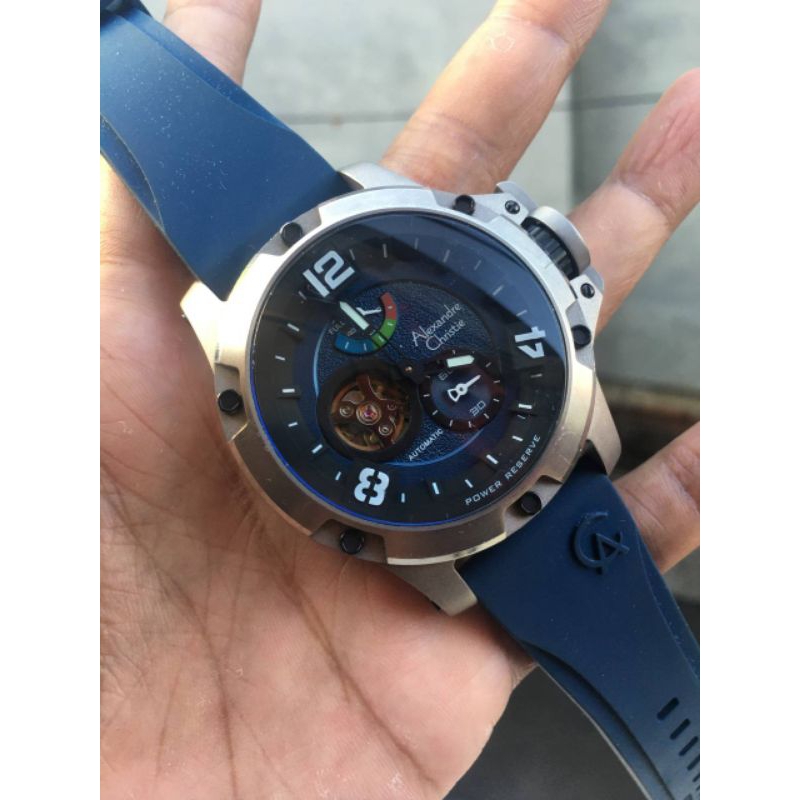 Jam Tangan Alexandre Christie AC 6295 Automatic Titanium Blue Preloved