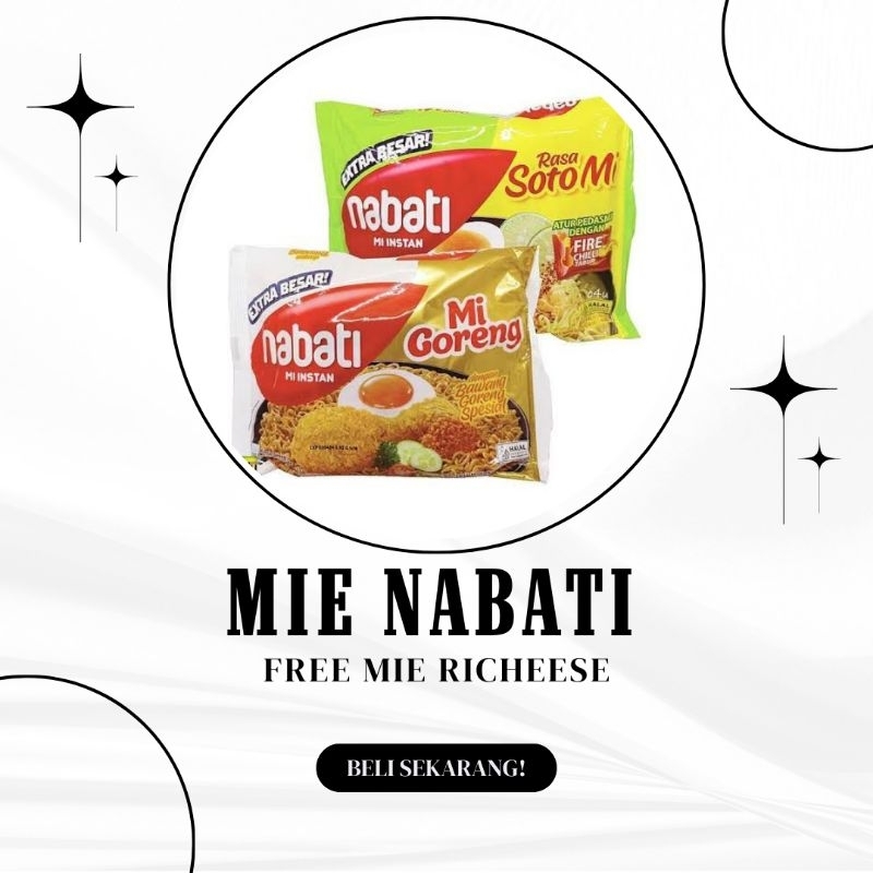 

Nabati Mie Goreng Dan Mie Soto 85g 1 dus isi 40pcs
