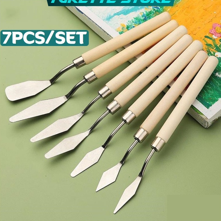 

Kirim Sekarang YGRETTE JOWOART Pisau Palet Lukis Cat Akrilik Painting Scraper Knife 7 PCS