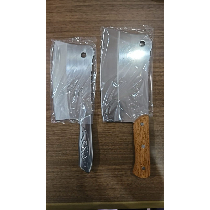 Pisau daging stainless JUMBO / golok daging JUMBO cincang dapur tajam tebal stainless gagang kayu / 