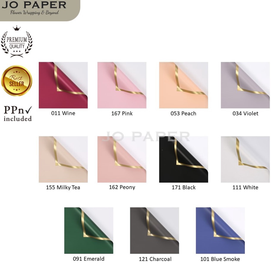 

Murah Hemat 5 LEMBAR Flower Wrapping Paper Varian List Gold Solid Emas Kertas Buket Bunga Florist Kertas Kado