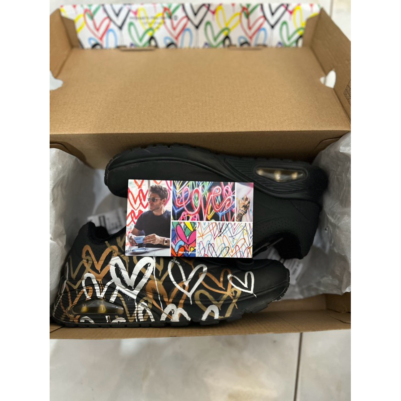[ORI] SEPATU SKECHERS UNO METALLIC LOVE 155523/BKGD