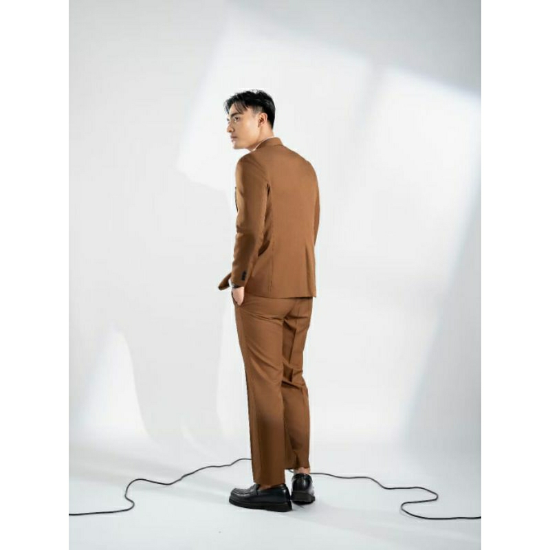 new product jas formal pria coklat / setelan jas celana dan rompi / jas wedding pria