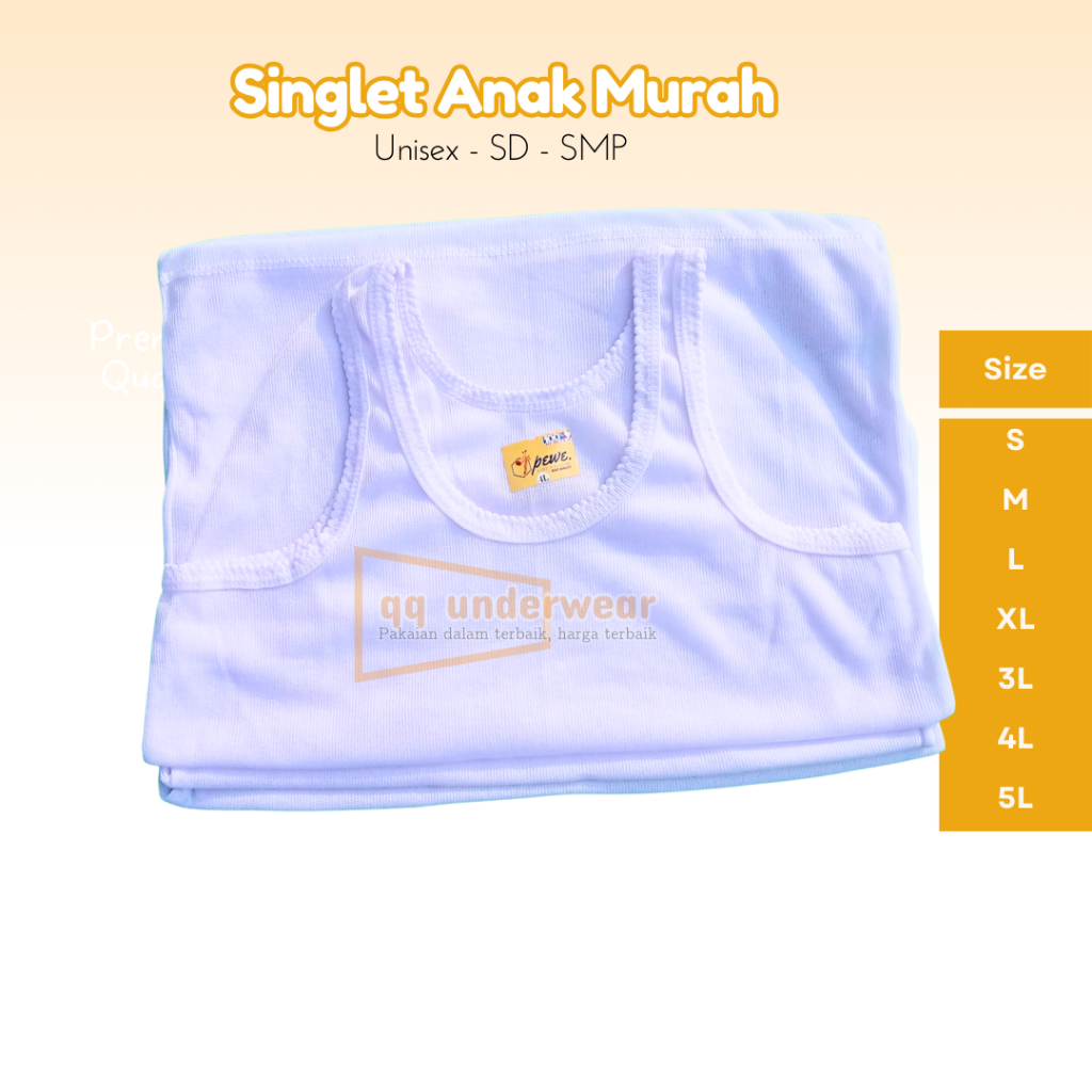 1/2 Lusin Baju Singlet Anak Cowok | Kaos Dalam Anak Laki-Laki | Usia 0-13 Tahun Polos Warna Putih
