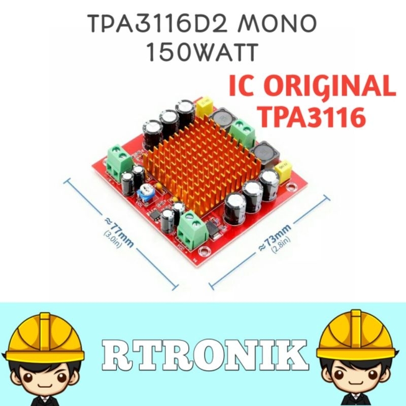 Power amplifier class D TPA3116D2 Mono 150watt