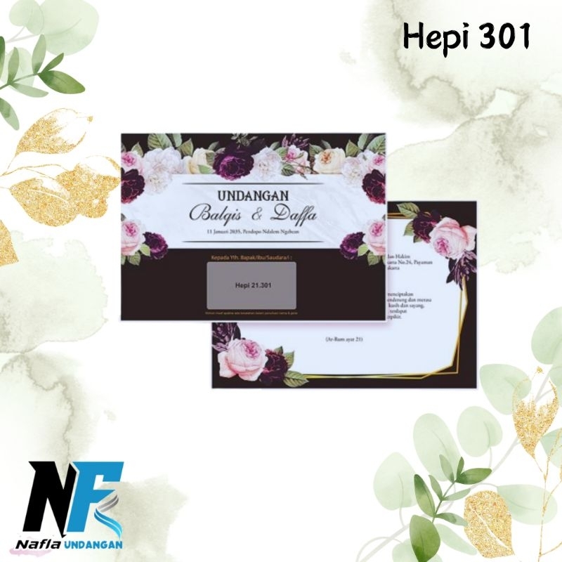 Blangko Undangan atau Kertas Undangan Pernikahan HEPI 301 Harga Termurah Gratis File Setting