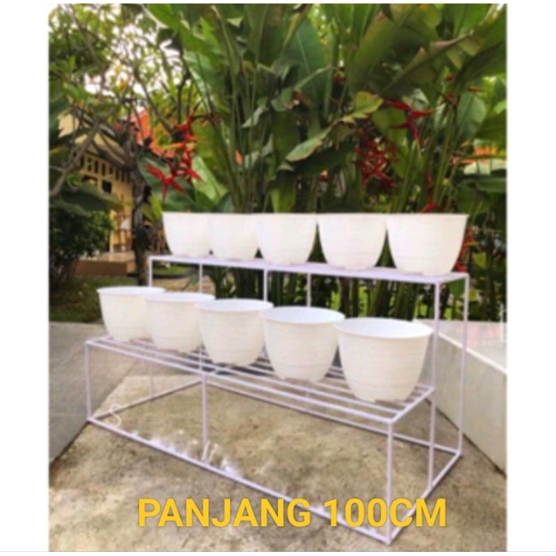 Rak Bunga susun 2 / Standing pot bunga besi minimalis / Tempa bunga murah