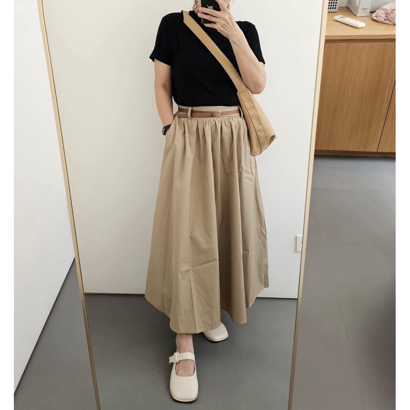 rok midi 7/8 & maxi panjang skirt katun poplin premium ala korea ala uniql rok polos wanita rok wani