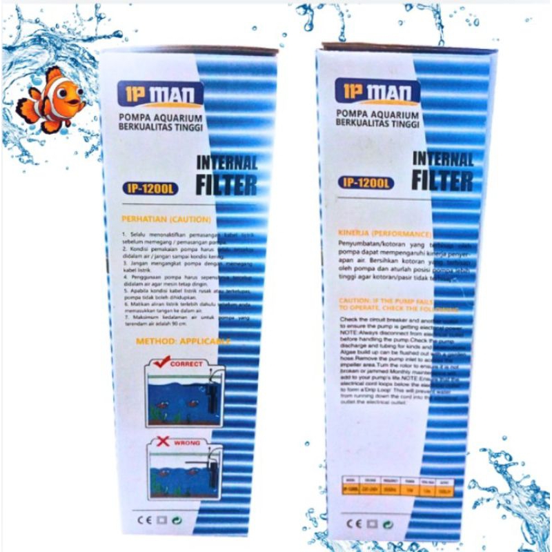 Pompa Aquarium internal filter IP MAN IP 1200L