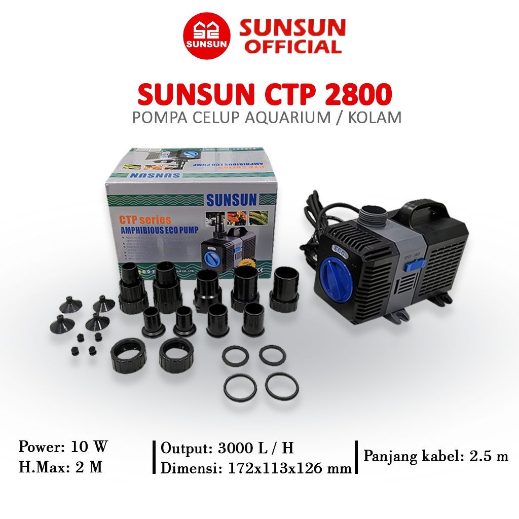 SUNSUN CTP 2800/3800/4800/5800 Series Pompa Celup Kolam Aquarium
