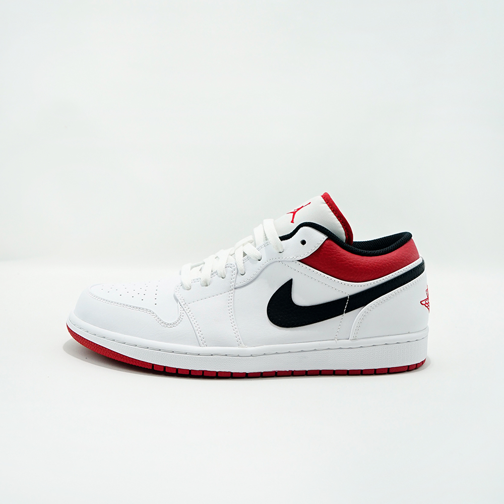 JORDAN 1 Low White Red 553558 118 ( 100% Authentic )