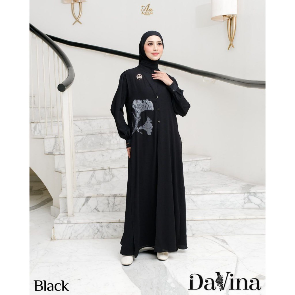 DAVINA Series inner outer size XS Warna black by aden hijab