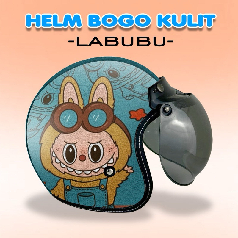 HELM BOGO DEWASA & ANAK ANAK RETRO KULIT SNI LABUBU SERIES FULL MOTIF