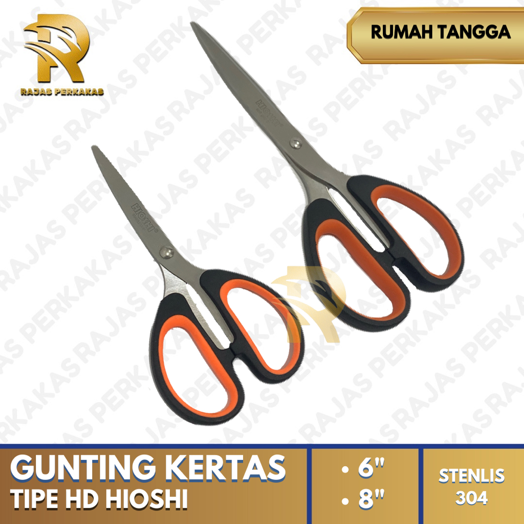 

GUNTING STAINLESS 6" DAN 8" TYPE HD HIOSHI / GUNTING KERTAS / GUNTING SERBAGUNA