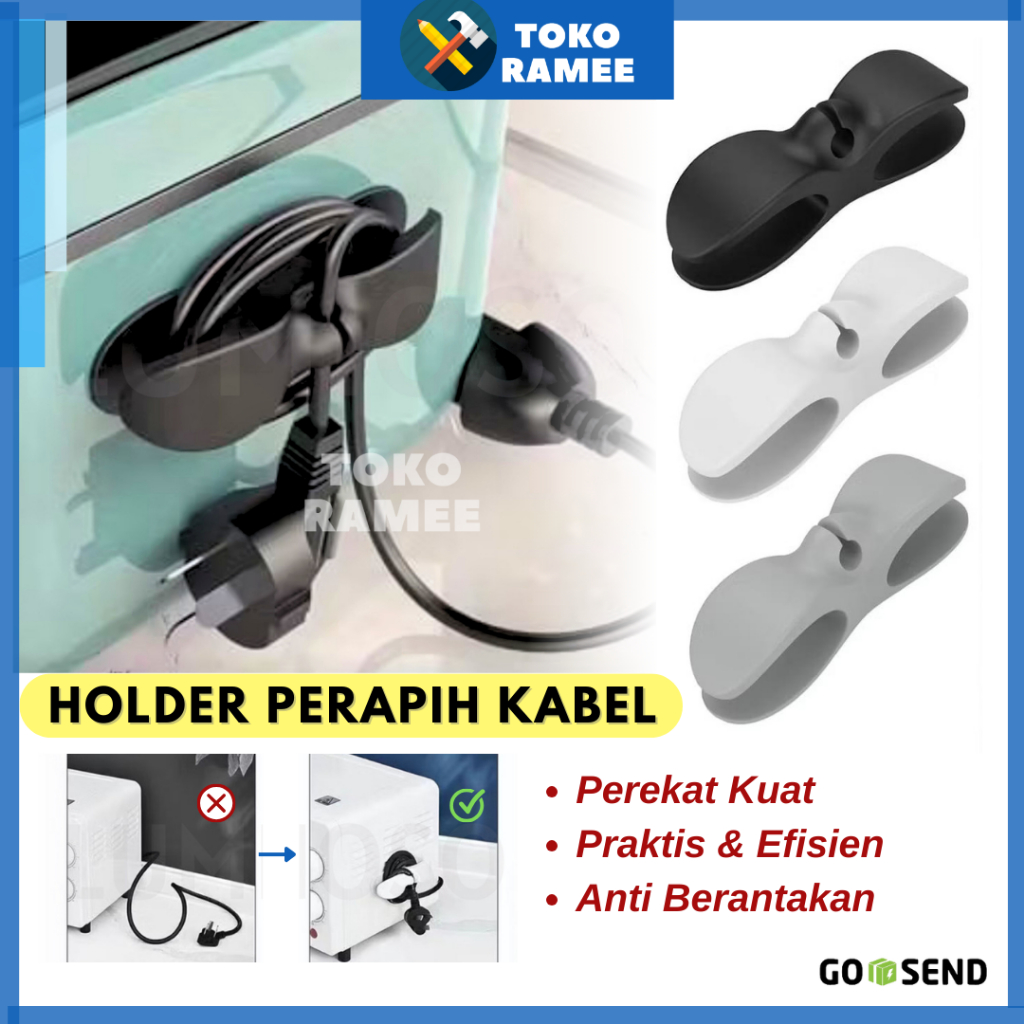 Perapih Klip Kabel Cable Organizer Holder Pengikat Penjepit Perapi Penggulung Pelindung Klip Kabel C
