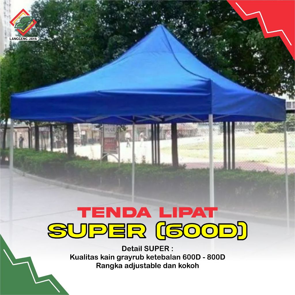 TENDA LIPAT SUPER (600D) OVAL WHITE, TENDA JUALAN, TENDA BAZAR, TENDA ACARA