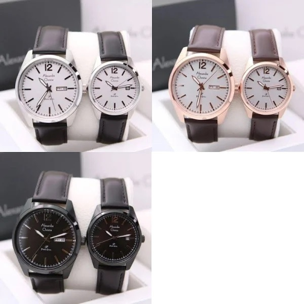 AC 1012 Kulit Jam Tangan Original Couple Alexandre Christie Primo