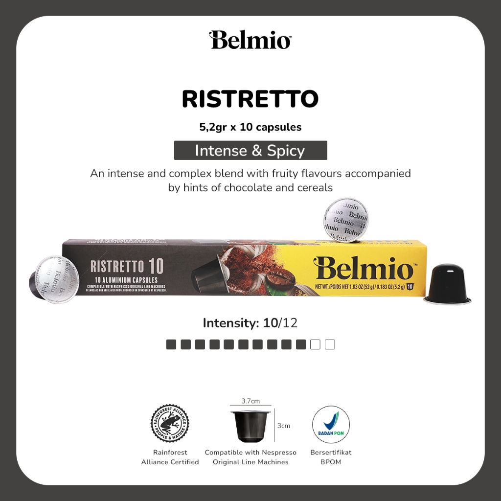 

Belmio Coffee - Ristretto [Kapsul Kopi - Mesin Nespresso]