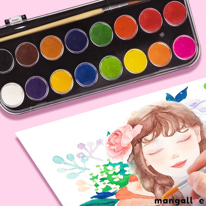 

✨COD 16 Warna Pigmen Set Solid Pigmen Lukisan Anak Pena Mencoret-coret -MG