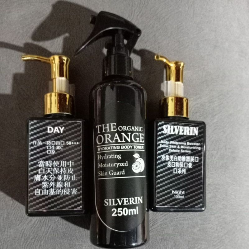 SILVERIN HANDBODY (HB) WHITENING SIANG DAN MALAM,TONER BADAN 250ML HERBAL ORI