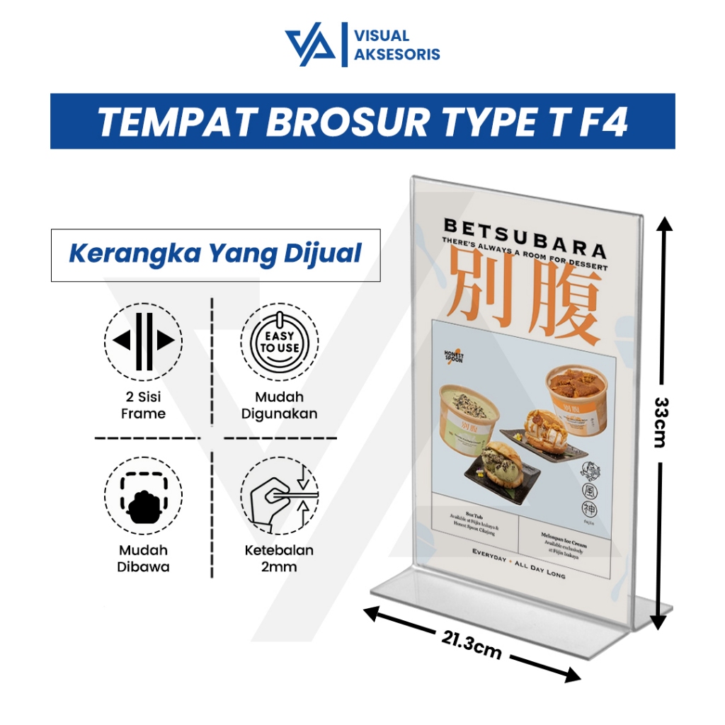 

Tempat Brosur Akrilik F4 2mm Portrait 2 sisi / Tent Holder / Tent Card Stand Acrylic