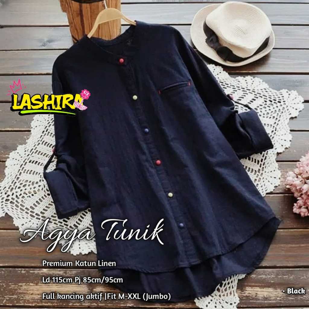 Agya baju atasan kemeja tunic tunik wanita muslim jumbo ld 115 katun polos kekinian terbaru 2