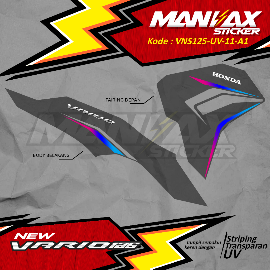 Striping Vario New 125 Tahun 2023 Motif Lis Original Simpel / Striping Transparan Vario 125 New Gen 