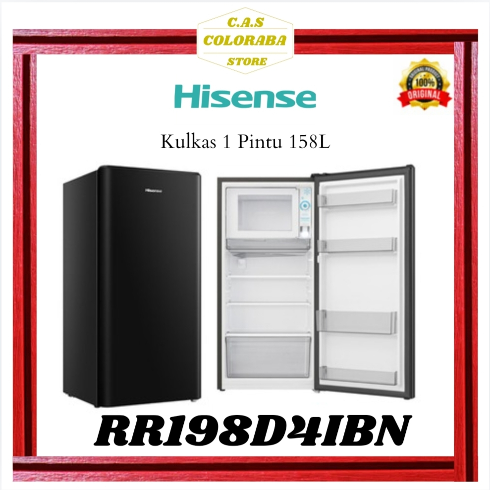 KULKAS HISENSE RR198D4IBN KULKAS 1 PINTU 158L  KULKAS HISENSE RR198