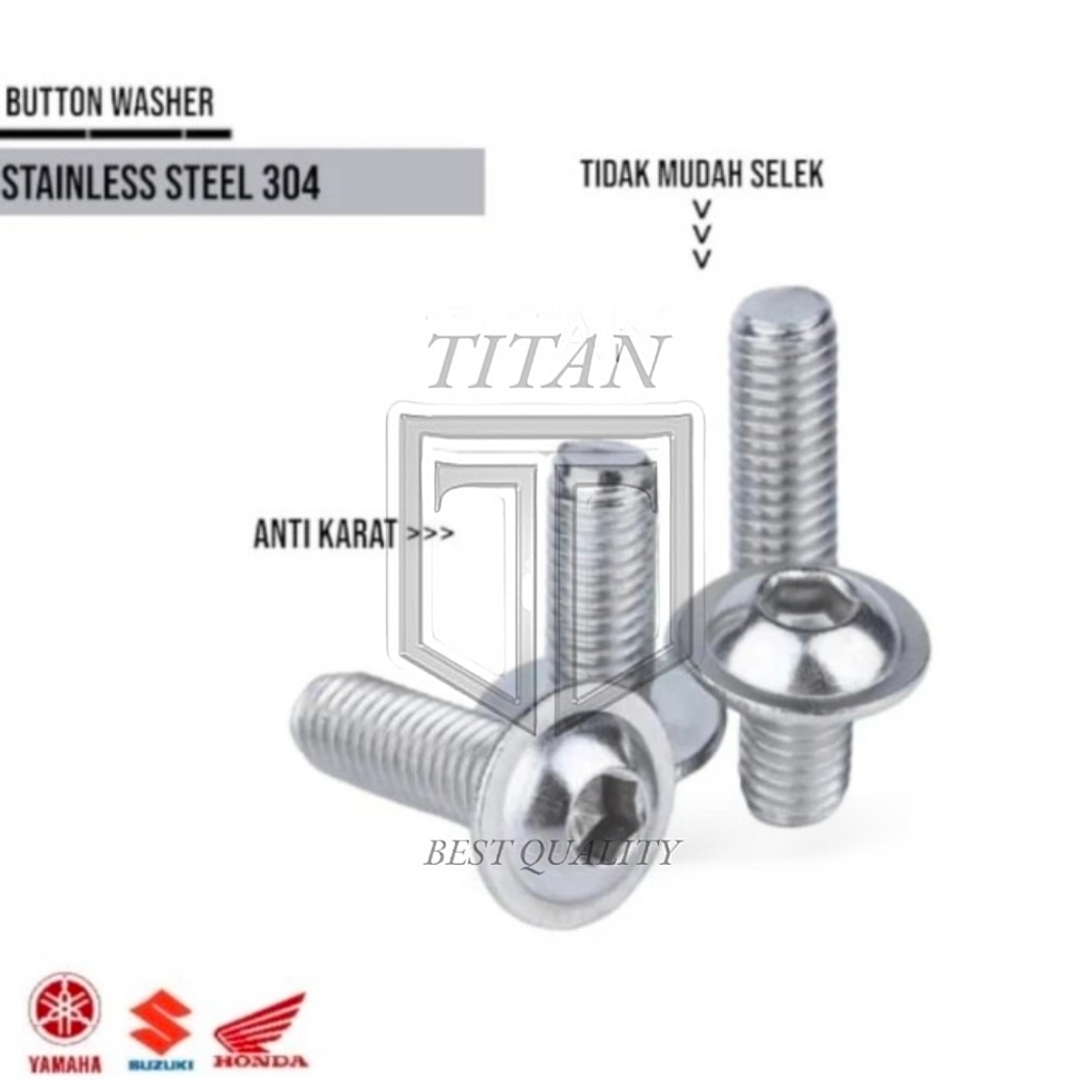 (1pcs) BAUT Button washer M10 x 40 Baut L SS304 DRAT 10mm Baut Payung