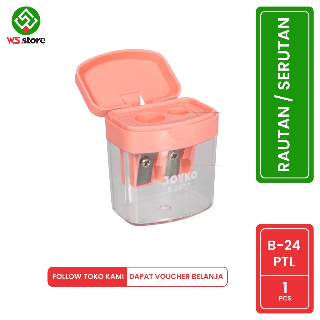 

Rautan pensil Serutan Sharpener Joyko B-24PTL 2 In 1 Pastel Color