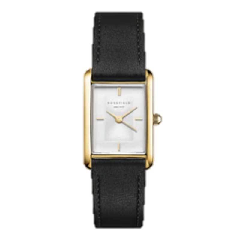 ROSEFIELD Jam Tangan Wanita Heirloom Modern White Dial Gold Black Leather - HWBLG-H06
