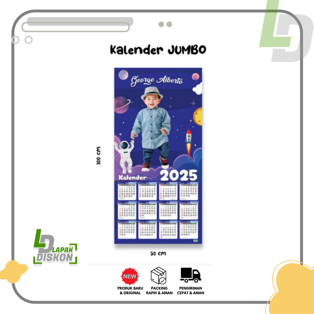 

Kalender Dinding 2025 Custom Nama + Foto Desain Modern Elegan, Biru