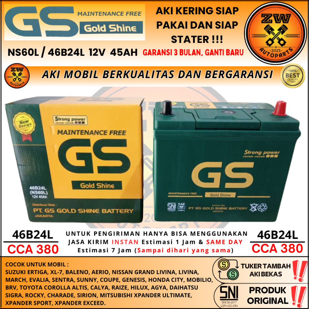 AKI MOBIL XPANDER ULTIMATE, BRV, COROLLA ALTIS, LIVINA, MARCH NS60L GS MF