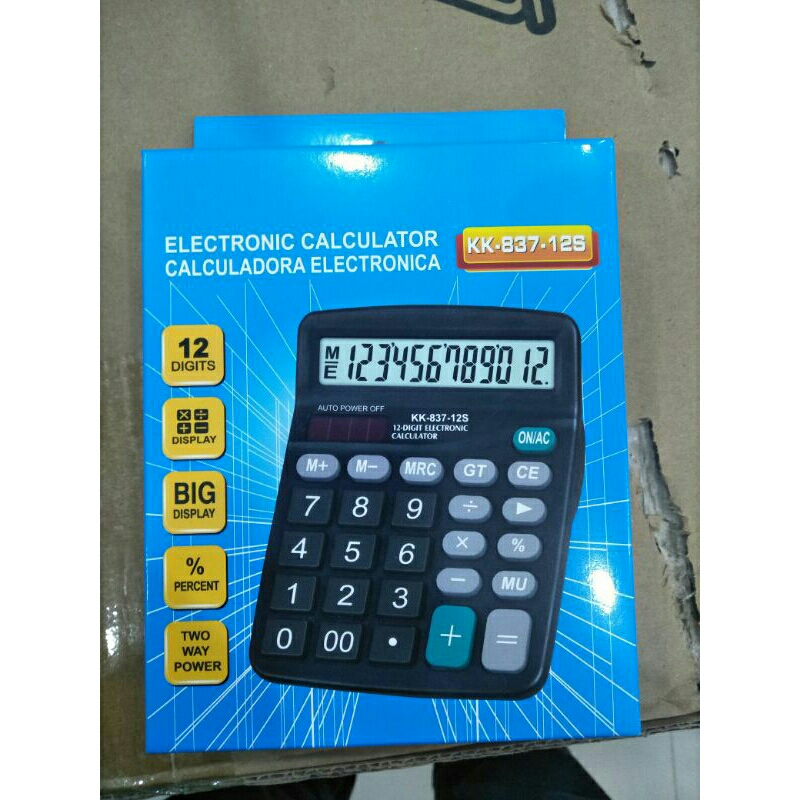 

KALKULATOR MEJA 12 DIGIT MEREK RANDOM AUTO POWER OFF DUAL POWER BATRAI DAN SOLAR CELL