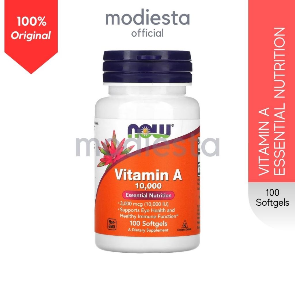 NOW Foods Vitamin A 10,000 IU 10000 IU 100 Softgels Vitamin Kesehatan Mata