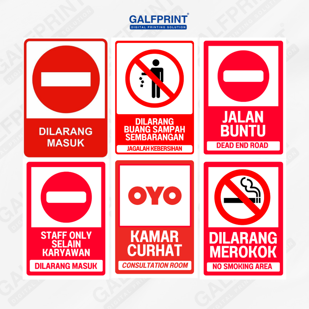 

GALFPRINT STICKER SIGN BESAR 20X30 VINYL / STIKER PERINGATAN / STIKER DILARANG PREMIUM