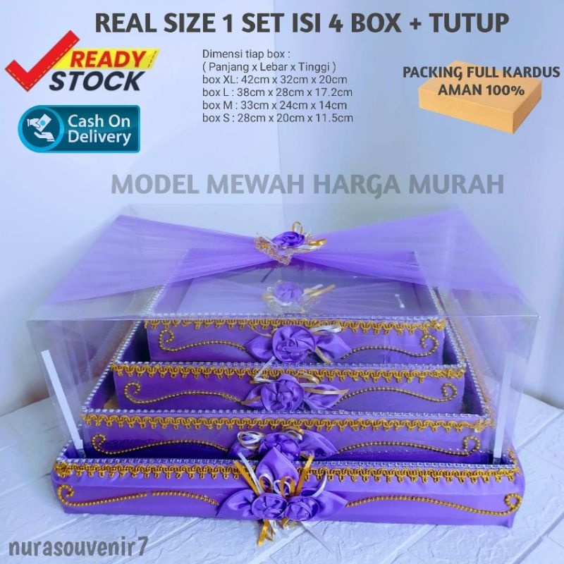Kotak Hantaran Seserahan 1 Set Isi 4 Box Tempat Mahar Pernikahan Lengkap Tutup Full Hiasan Model Kek