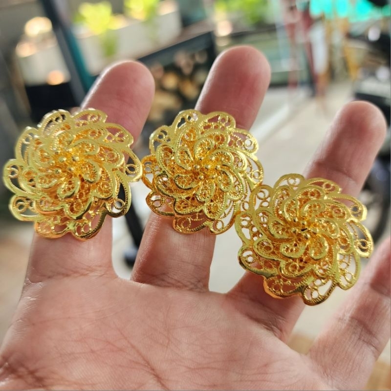 Cincin Bunga Kendari Lapis Emas Asli Mewah