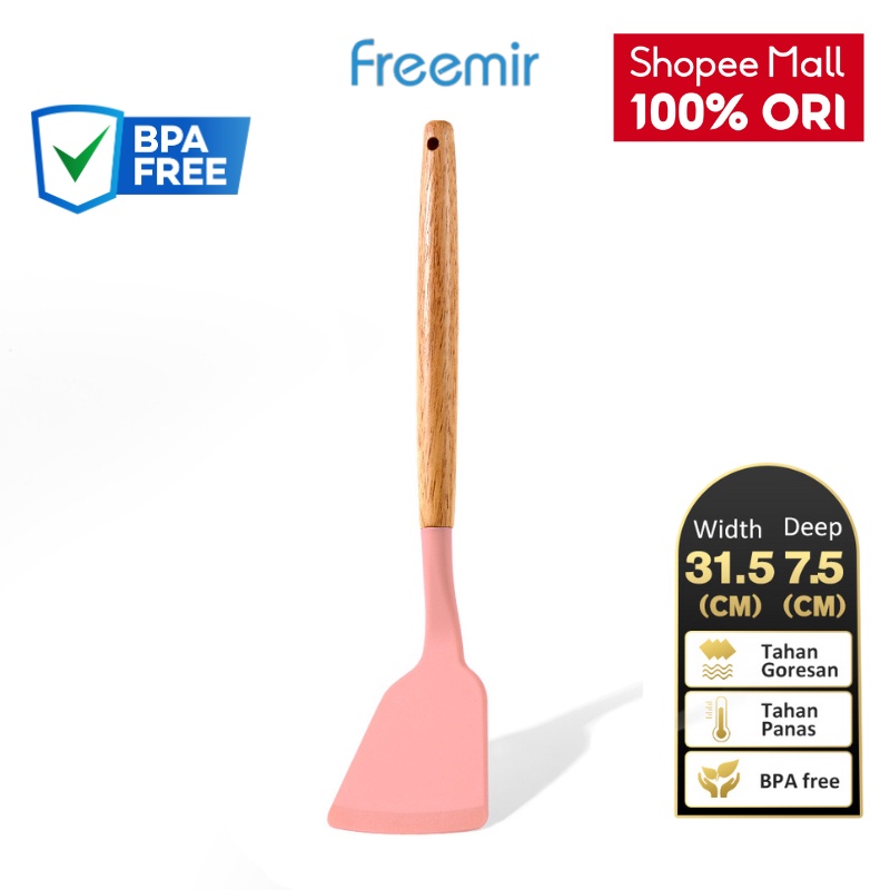 OFFICIAL MALL freemir Spatula Silikon Anti Panas Anti Lengket Warna Merah dak