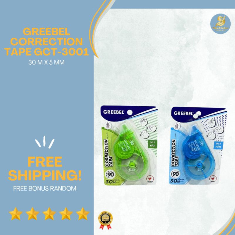 

Greebel Correction Tape/ Tip X Kertas GCT-3001/ 30 M x 5 MM/ HARGA TERJANGKAU KUALITAS TERBAIK!/ FREE BONUS RANDOM!