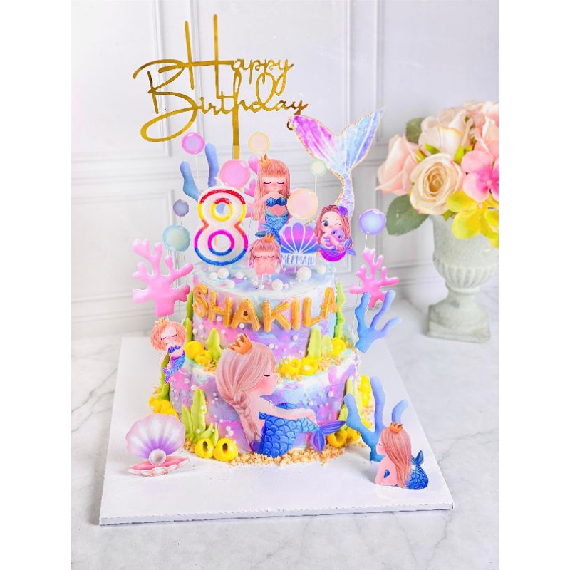 

kue ulang tahun birthday Mermaid topper 2 susun