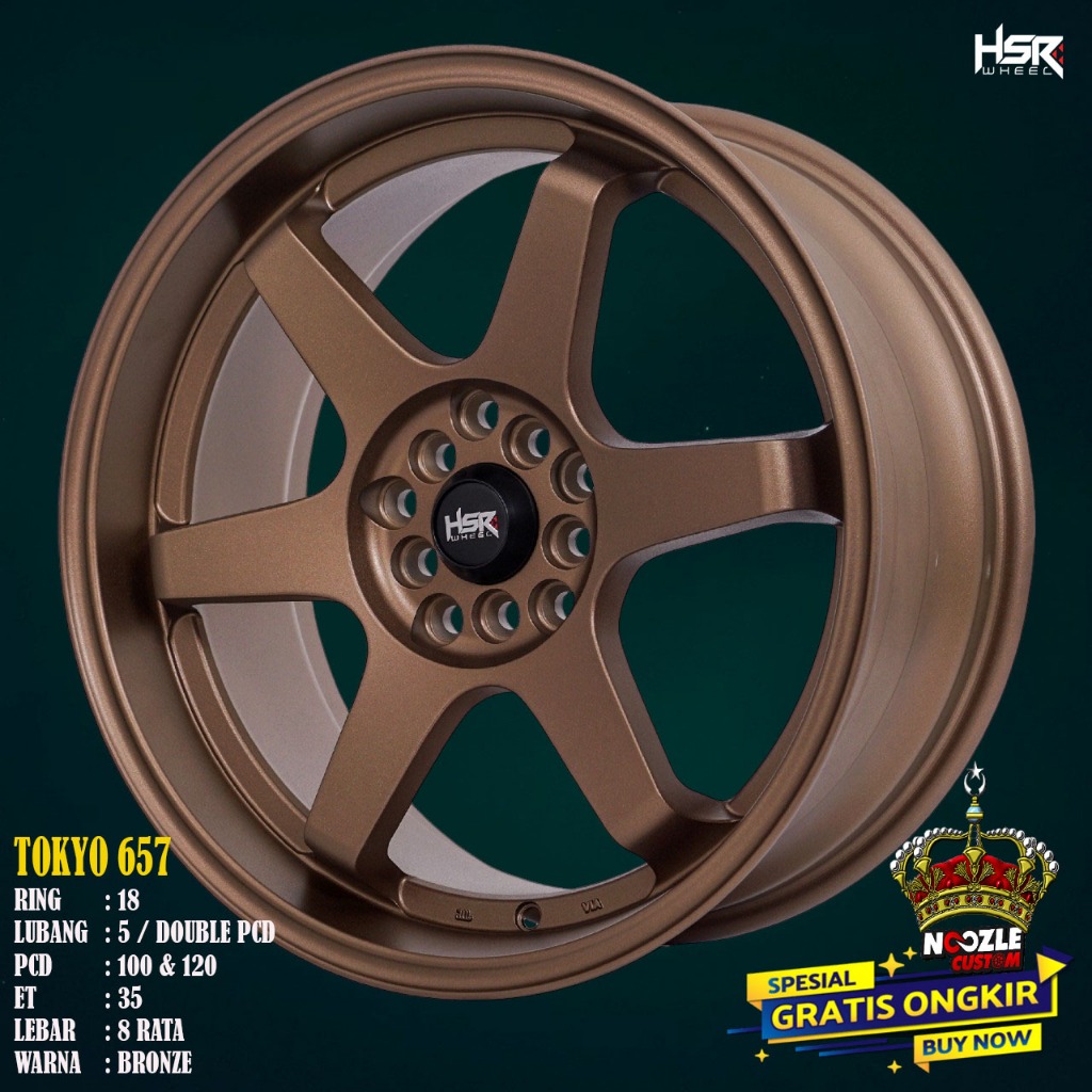 Velg Mobil BMW New Xenia New Avanza Ring 18 Pelek Racing HSR Terbaru R18 Type Tokyo Palang 6 Baut 5