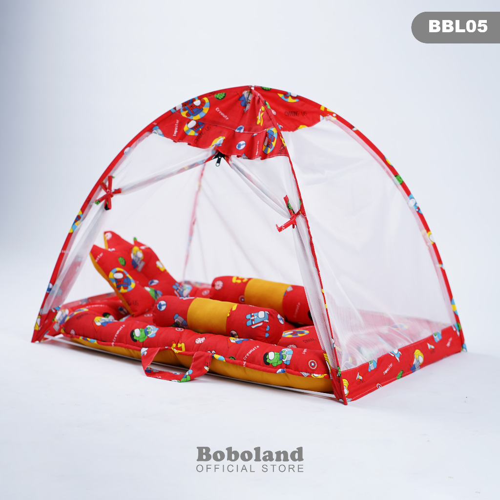 BOBOLAND Kasur Bayi Kelambu Premium Set Lengkap Bantal Guling Kelambu Bayi