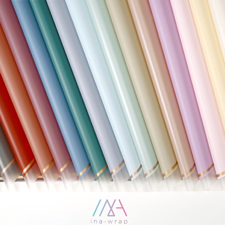 

Murah Spesial 5 LBR flower wrapping paperkertas buket bunga BOPP list gold white